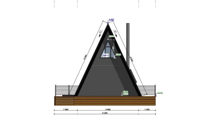 А-фрейм с террасой 5,0х7,0-110 м²