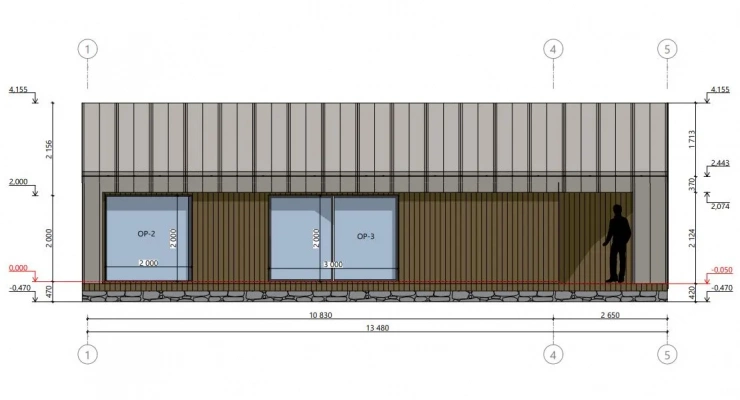 Одноэтажный загородный дом в стиле БарнХаус 5,4х13,5-100 м²